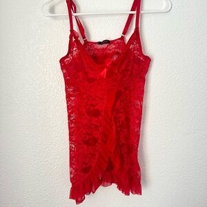 Adome Lace Babydoll Lingerie Women’s L Red Nightwear